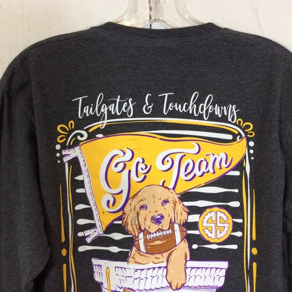2/$30 Simply Southern Tailgate Football Cheer Shirt Gray Yellow Long Sleeve - Picture 11 of 14